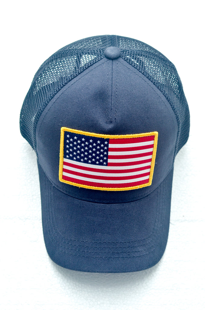 Proud American Postal Service Worker Patriotic US Flag Trucker Hat